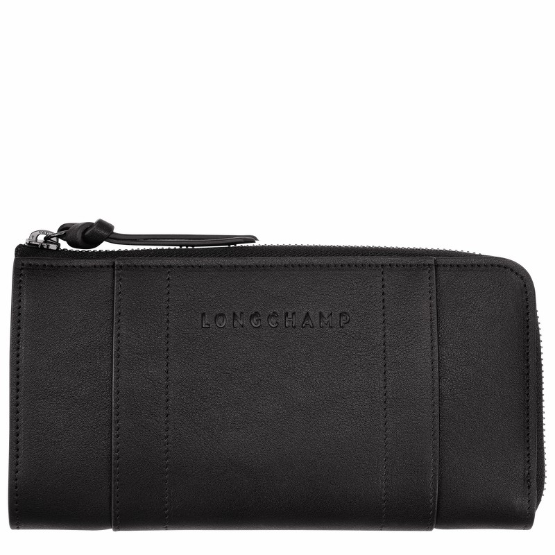 Dámské Peněženky Longchamp 3D Zip around Černé CZ | L3418HCV001
